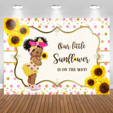 Aperturee - Sunflowers With Pink Spot Glitter Baby Shower Backdrop